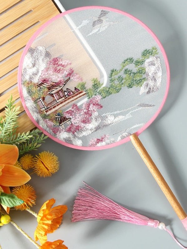 Ancient China Fan Embroidery Silk Fan