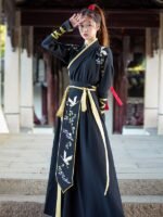 Ancient Chinese Outfit Black Martial Arts Styles Hanfu Unisex - Image 2