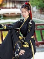 Ancient Chinese Outfit Black Martial Arts Styles Hanfu Unisex - Image 3