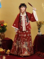 Ancient Chinese Red Hanfu Women For Chinese New Year - Image 2