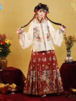 Ancient Chinese Red Hanfu Women For Chinese New Year - Image 4