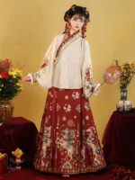 Ancient Chinese Red Hanfu Women For Chinese New Year - Image 6