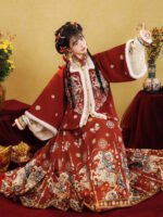 Ancient Chinese Red Hanfu Women For Chinese New Year - Image 3