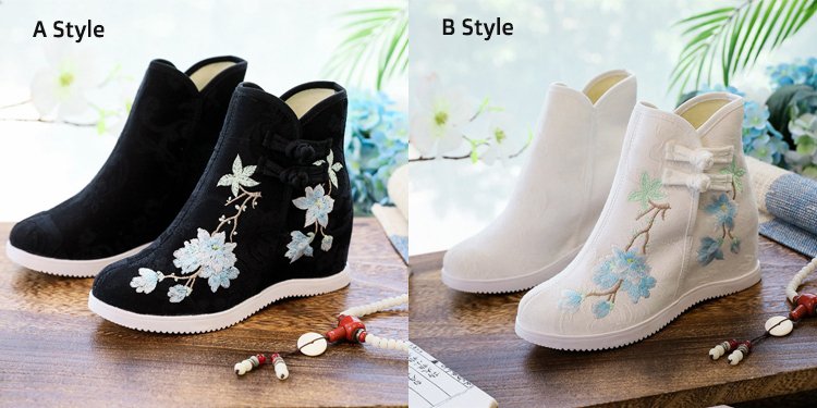Ancient Chinese Style Hanfu Embroidered Boots Womens