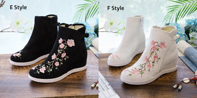 Ancient Chinese Style Hanfu Embroidered Boots Womens
