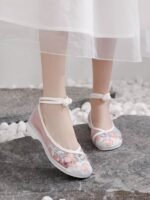 Ancient Style Chinese Hanfu Shoes Low Heel Mesh Shoe