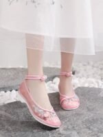 Ancient Style Chinese Hanfu Shoes Low Heel Mesh Shoe - Image 2