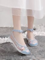 Ancient Style Chinese Hanfu Shoes Low Heel Mesh Shoe - Image 3