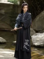 Ancient Swordsman Style Hanfu Black Outfit