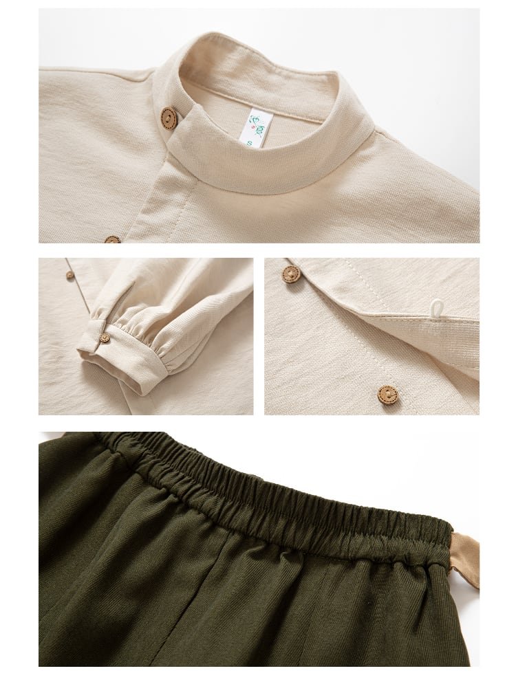 Autumn Hanfu Jacquard Jacket Shirt Bloomers
