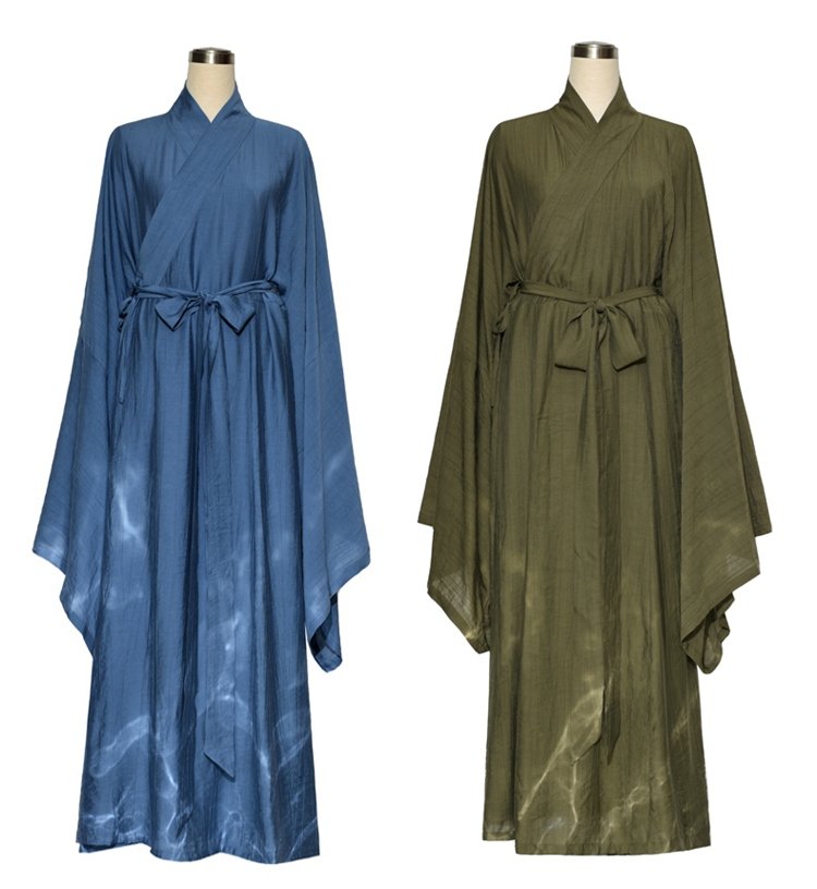 Bamboo-Dyed Frost Wei Jin Hanfu with Wide Sleeves