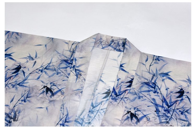Bamboo-Dyed Frost Wei Jin Hanfu with Wide Sleeves