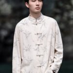 Bamboo Print Men’s Linen Shirts Chinese Style Top