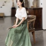 Beautiful Hanfu Dress Women’s Cotton Shirt And Skirt