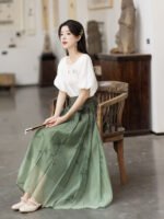Beautiful Hanfu Dress Women’s Cotton Shirt And Skirt