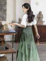 Beautiful Hanfu Dress Women’s Cotton Shirt And Skirt - Image 3