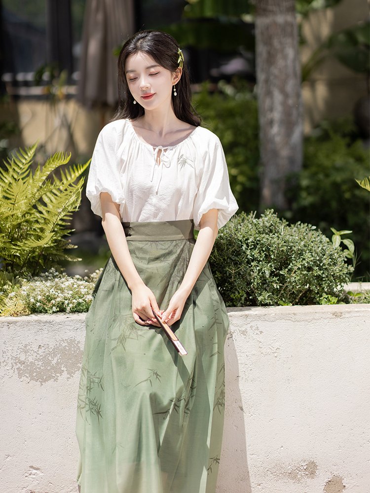 Beautiful Hanfu Dress Women's Cotton Shirt And Skirt