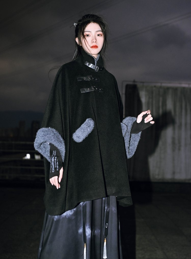 Black Coats For Women Chinese Style Cloak