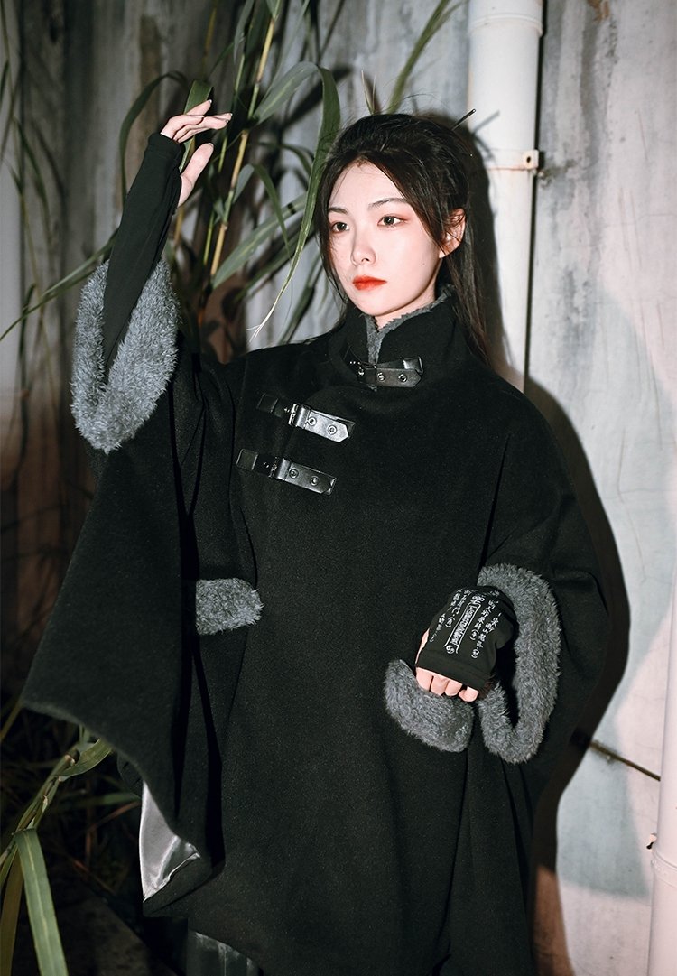 Black Coats For Women Chinese Style Cloak