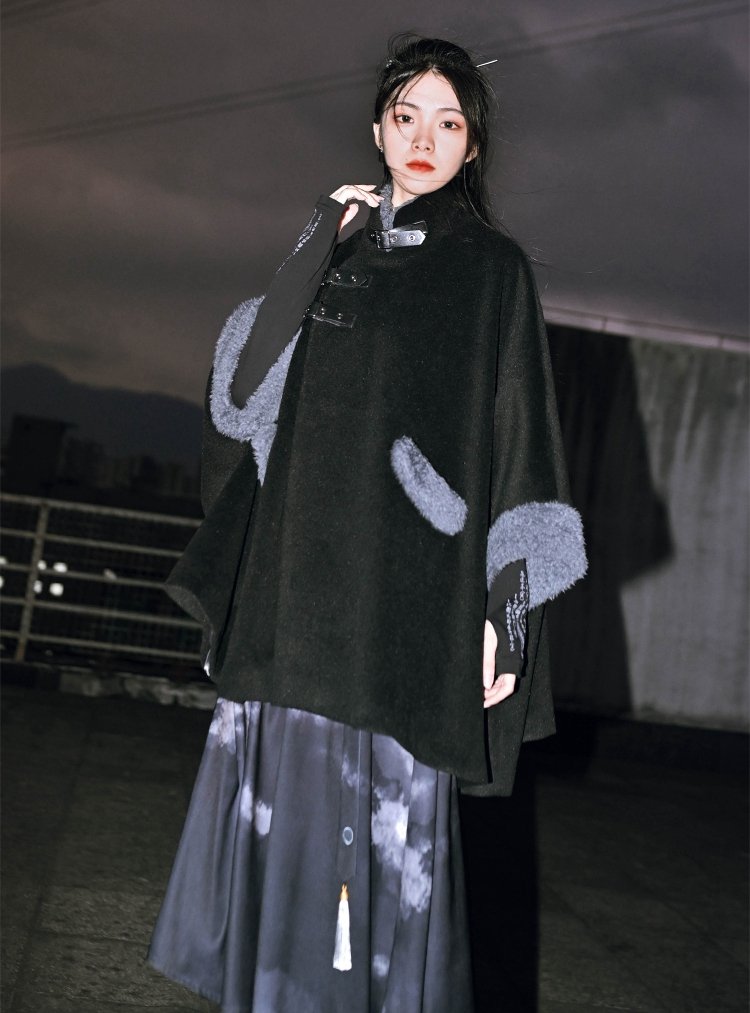 Black Coats For Women Chinese Style Cloak