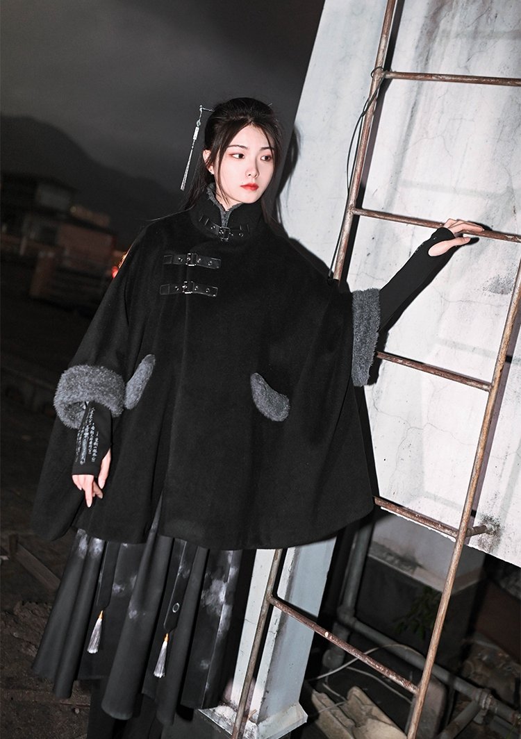 Black Coats For Women Chinese Style Cloak
