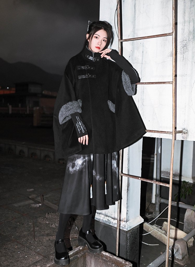 Black Coats For Women Chinese Style Cloak