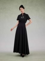 Black Dress Women Embroidered Shirt and Skirt - Image 2