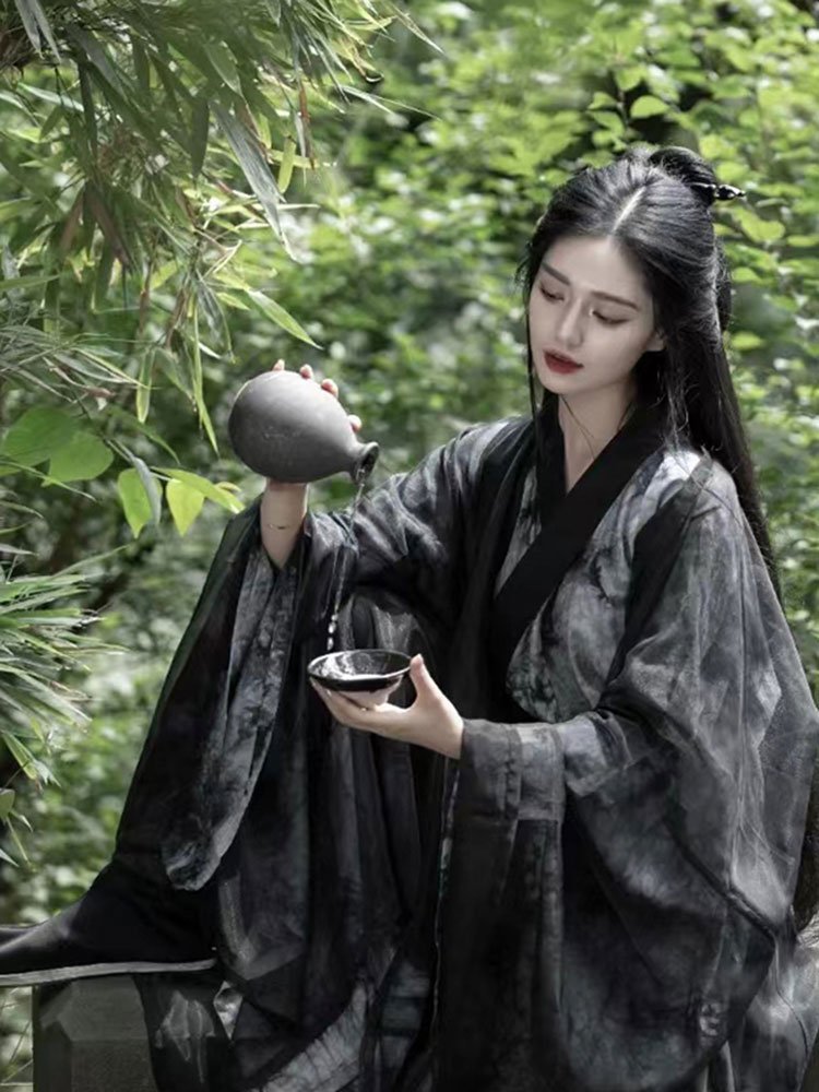 Black Hanfu Dess Chinese Traditional Costume