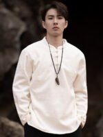 Black Linen Shirt Men Chinese Tang Style T-shirt - Image 3