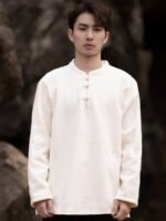 Black Linen Shirt Men Chinese Tang Style T-shirt - Image 4