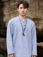 Black Linen Shirt Men Chinese Tang Style T-shirt - Image 2