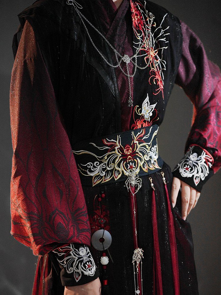 Black and Red Traditional Chinese Dress Male