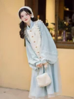 Blue Fashion Dress Chinese Modern Hanfu