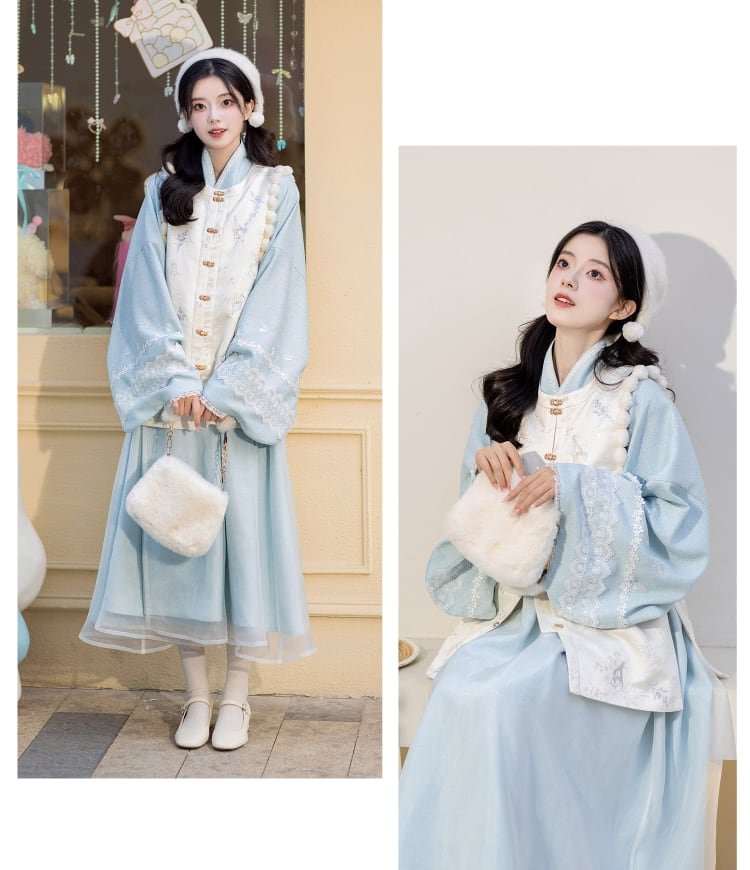 Blue Fashion Dress Chinese Modern Hanfu