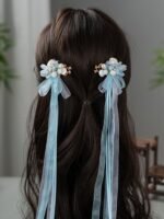 Blue Flower Hair Clip & Earring Set - Image 3