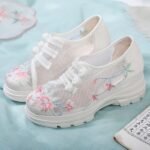 Breathable Mesh Shoes Ancient Hanfu Shoes with Embroidered Flower