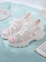 Breathable Mesh Shoes Ancient Hanfu Shoes with Embroidered Flower
