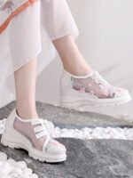 Breathable Mesh Shoes Ancient Hanfu Shoes with Embroidered Flower - Image 4
