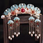 Fashion Hanfu Retro Handmade Hanfu Accessories Blue Phoenix Bride Hair Crown