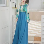Casual Hanfu Dress Female Modern Top and Skirt