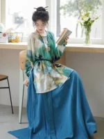 Casual Hanfu Dress Female Modern Top and Skirt - Image 2