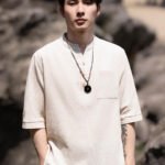 Casual Short-Sleeved Linen Shirts Men Tang Suit