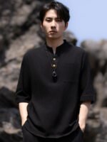 Casual Short-Sleeved Linen Shirts Men Tang Suit - Image 3