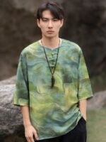 Casual T Shirt For Mens Chinese Tang Suit Tops - Image 3