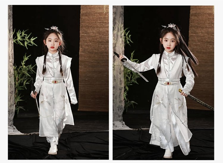 Children Clothes Ancient Costume White Hanfu Kids