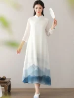 Chinese Dress Improved Cheongsam Dress Zen Tea Clothes - Image 2