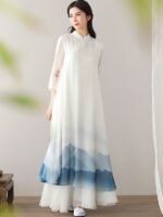 Chinese Dress Improved Cheongsam Dress Zen Tea Clothes - Image 3