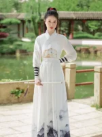 Chinese Ancient Clothing White Hanfu Dress Unisex