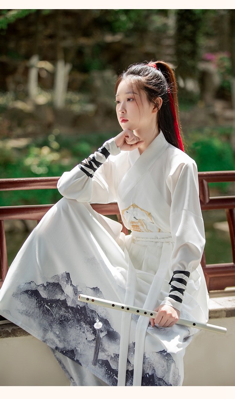 Chinese Ancient Clothing White Hanfu Dress Unisex