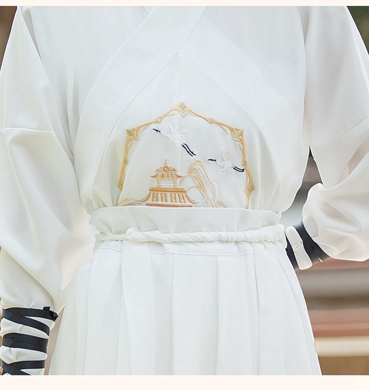Chinese Ancient Clothing White Hanfu Dress Unisex